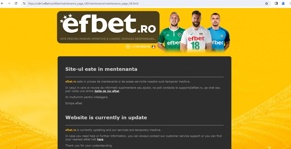 Bulgarii de la Efbet au probleme pe site