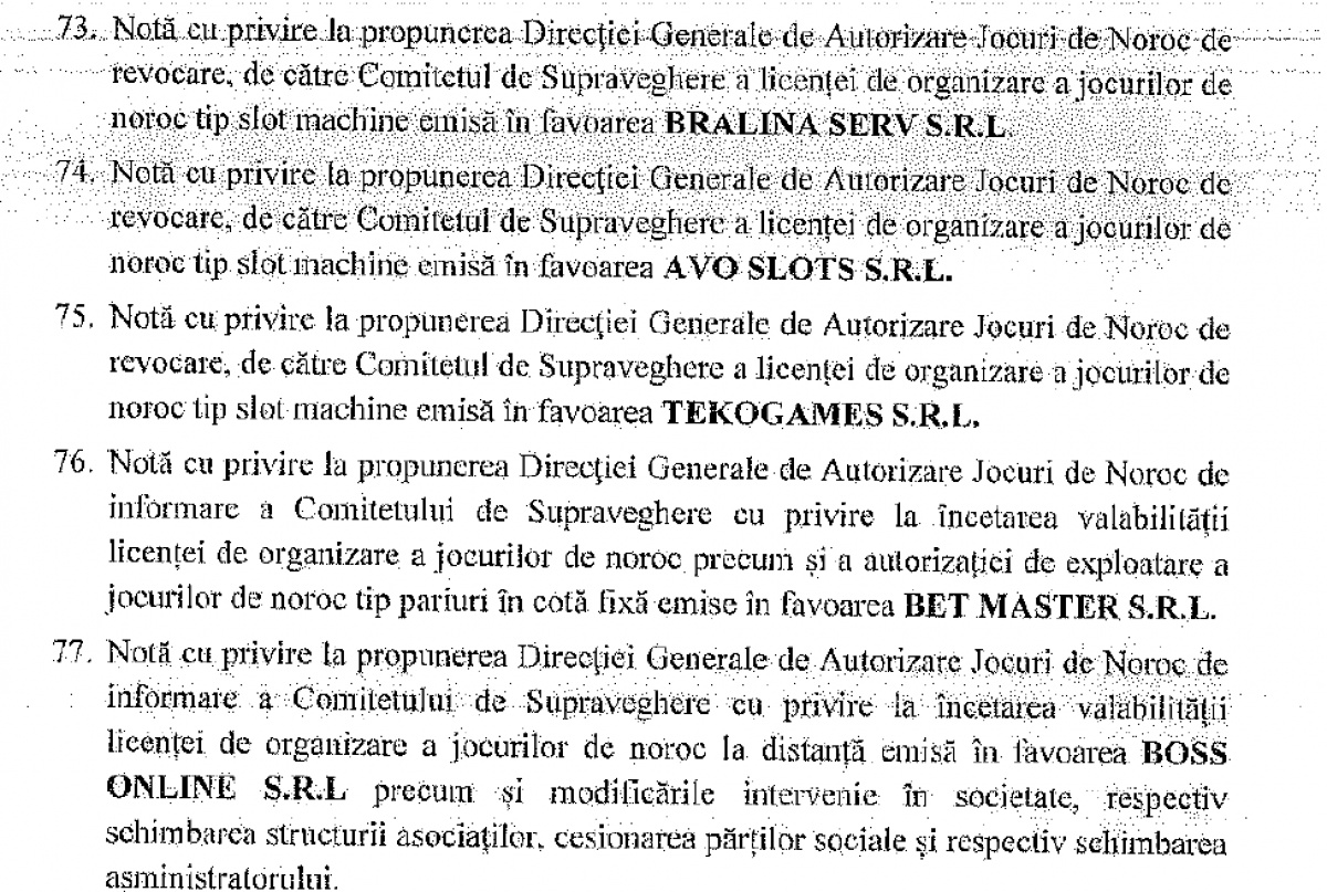 Câteva firme cu probleme