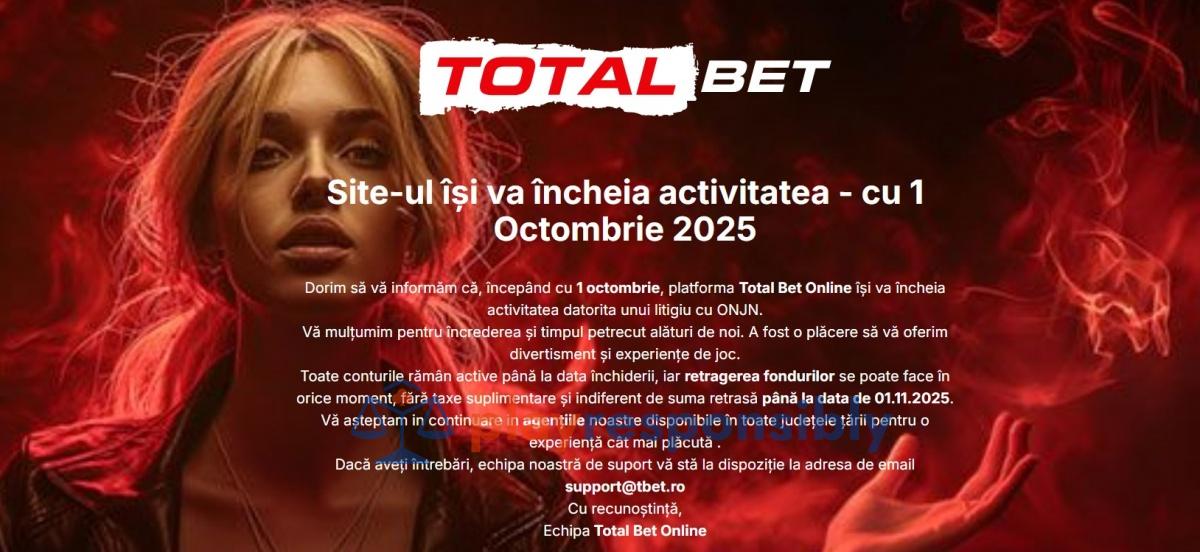 Anunțul celor de la Total Bet