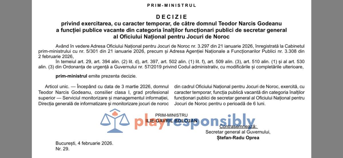 Premierul i-a prelungit lui Narcis Godeanu mandatul de secretar general la ONJN