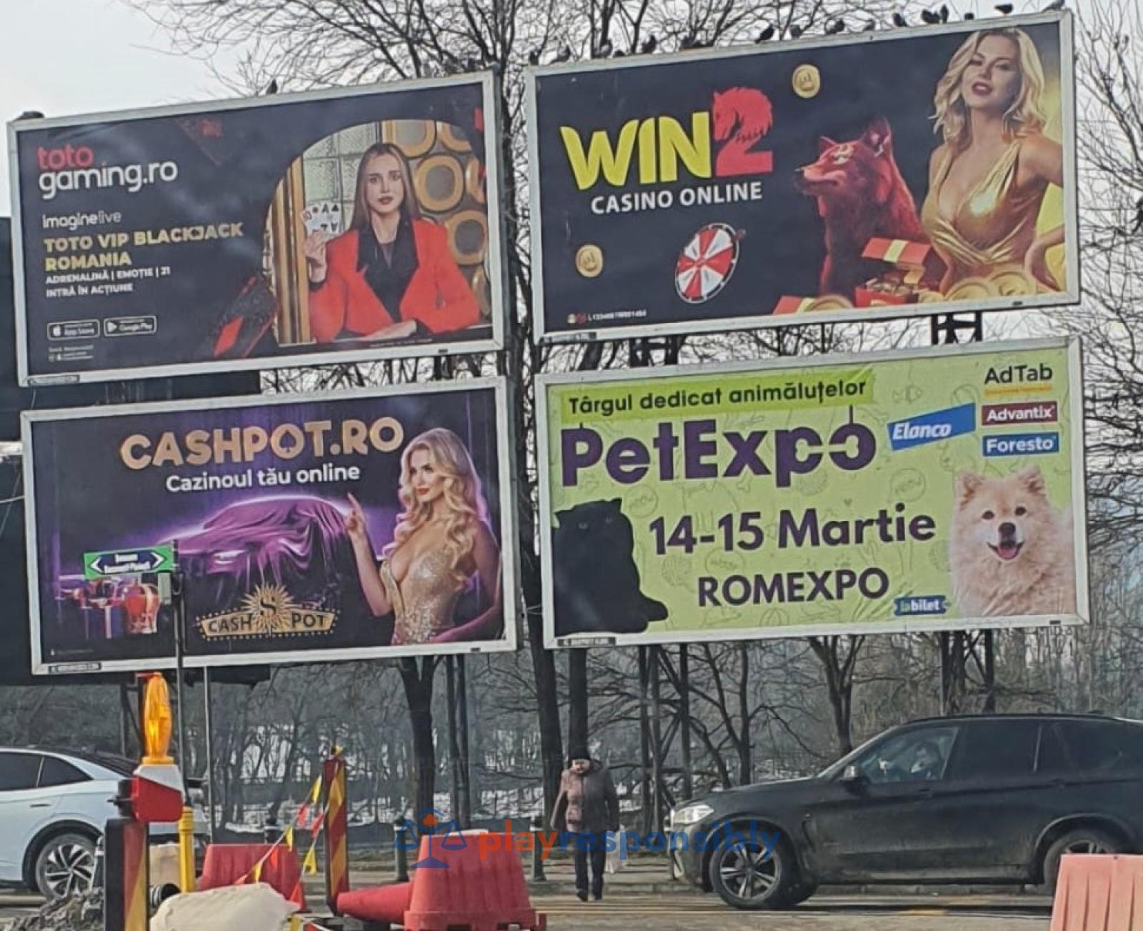 Reclame la mai multe case de pariuri într-o zonă intens circulată din București
