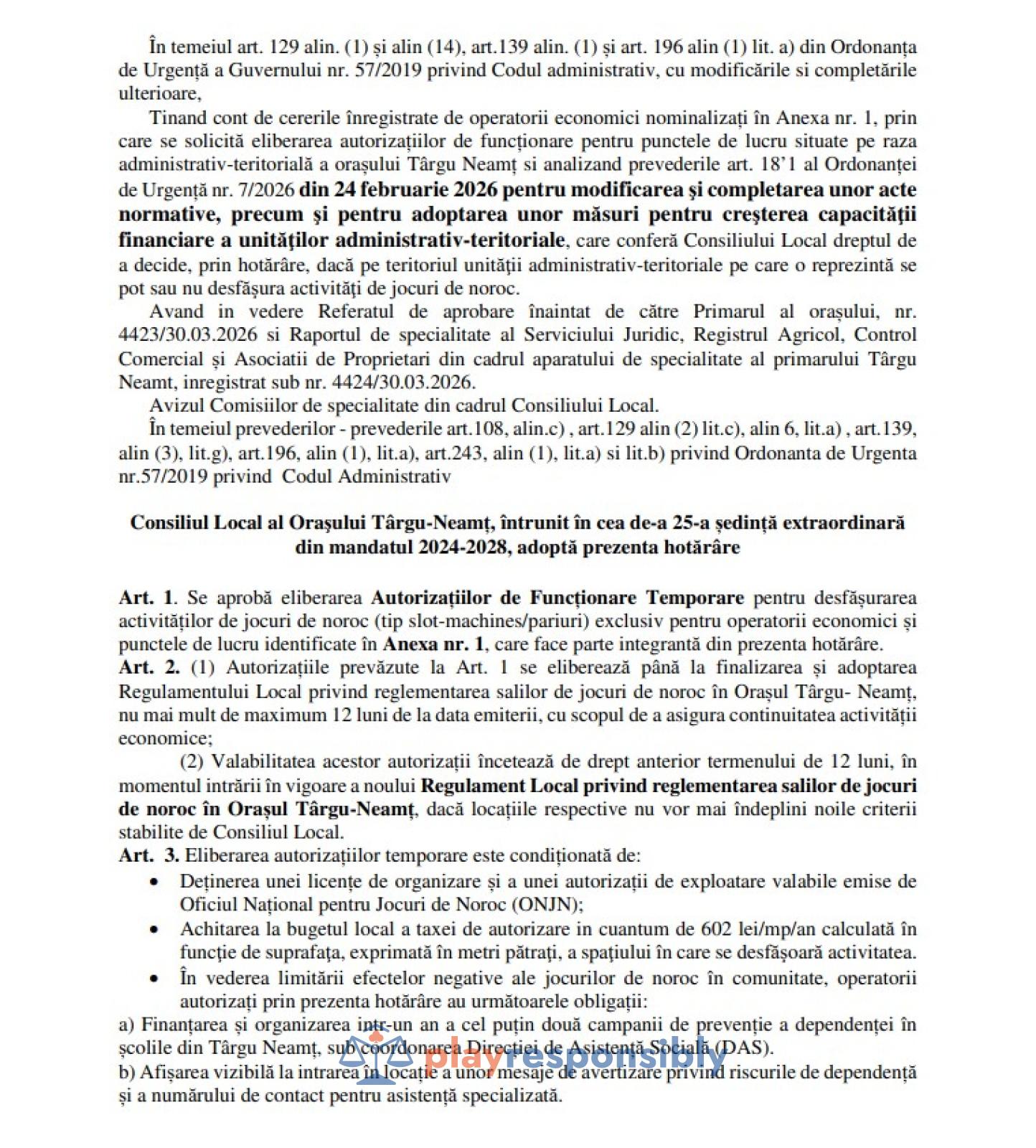 Primăria din România care oferă autorizație provizorie de funcționare a sălilor de jocuri