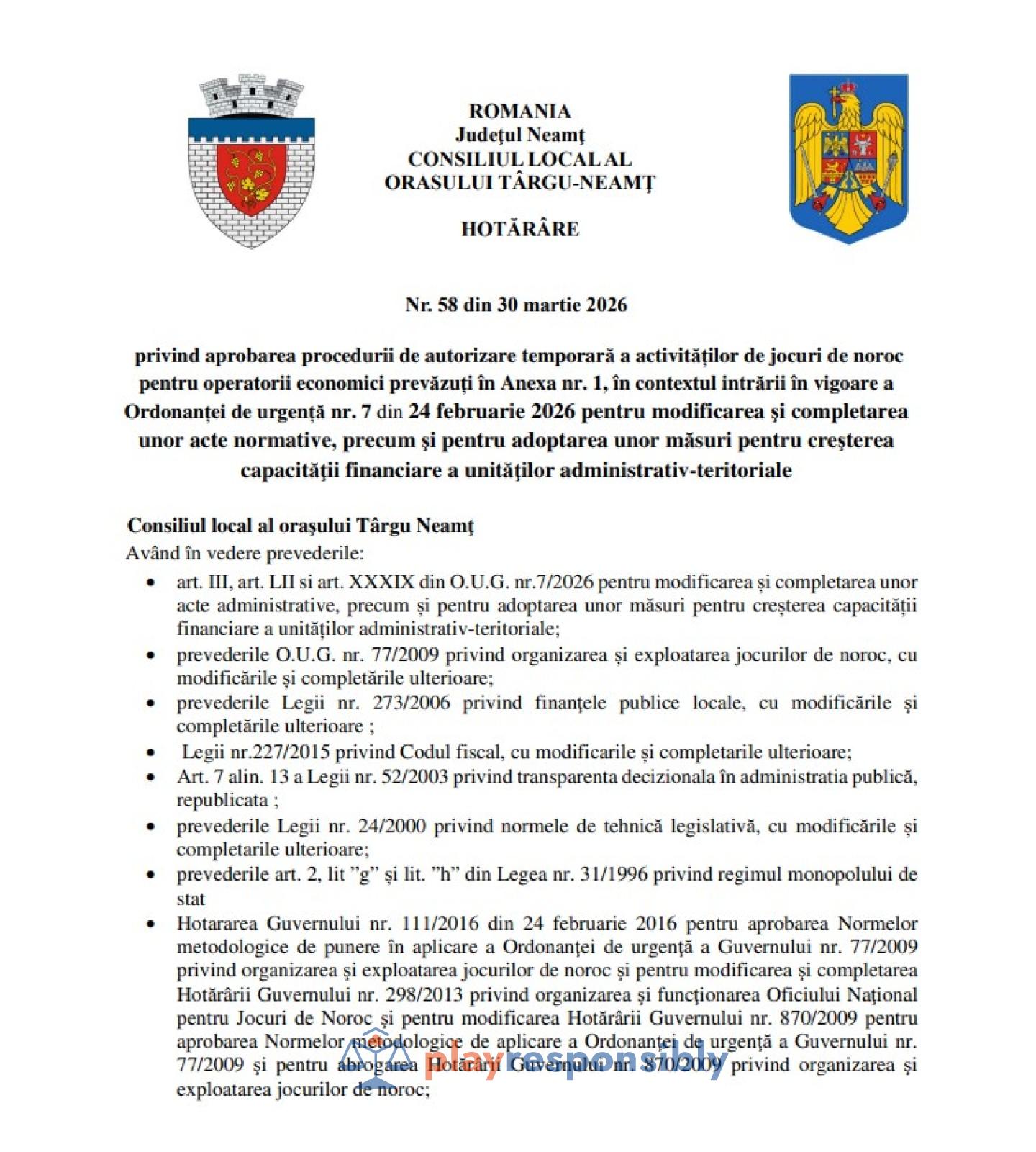 Primăria din România care oferă autorizație provizorie de funcționare a sălilor de jocuri