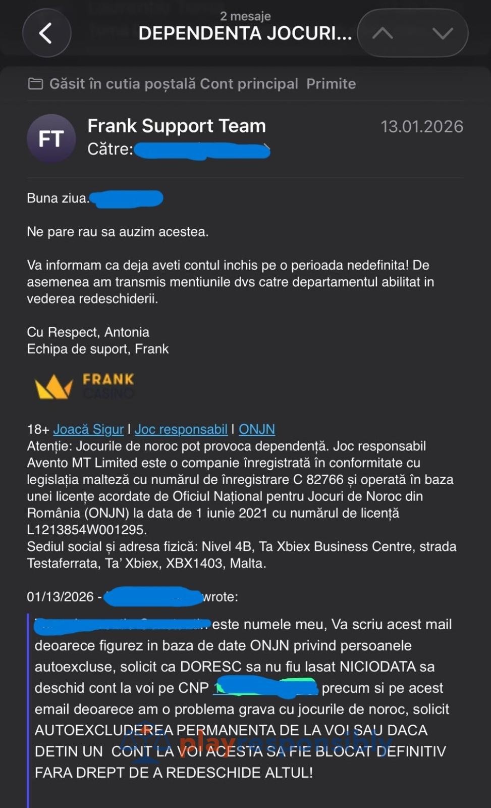 Frank Casino nu cedează la rugăminți