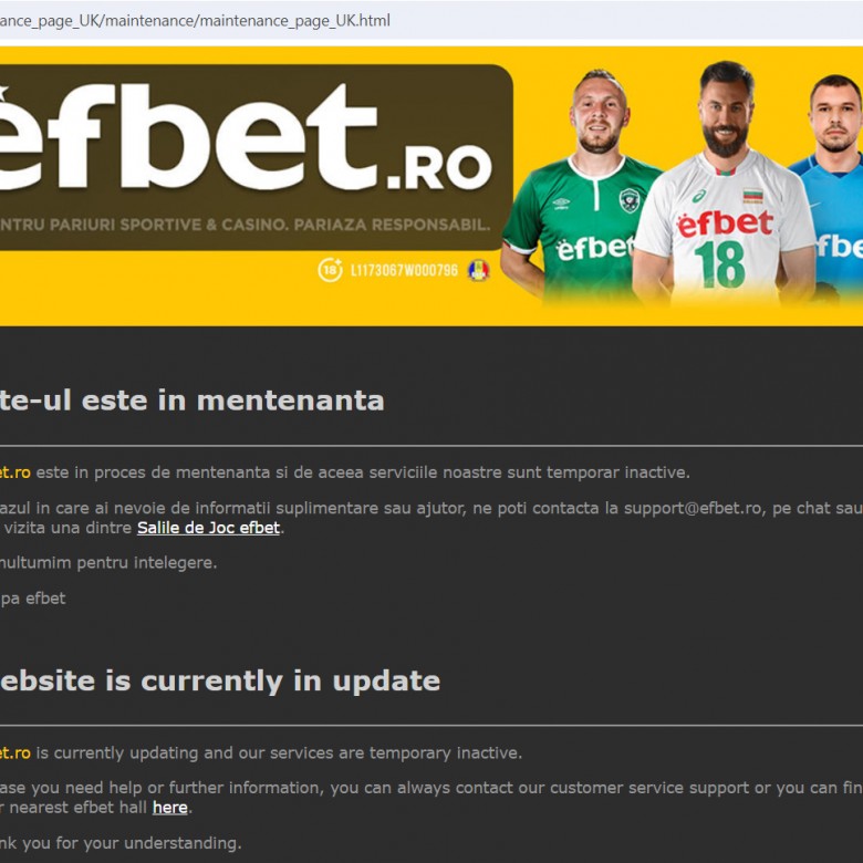 Așa arată portalul efbet.ro